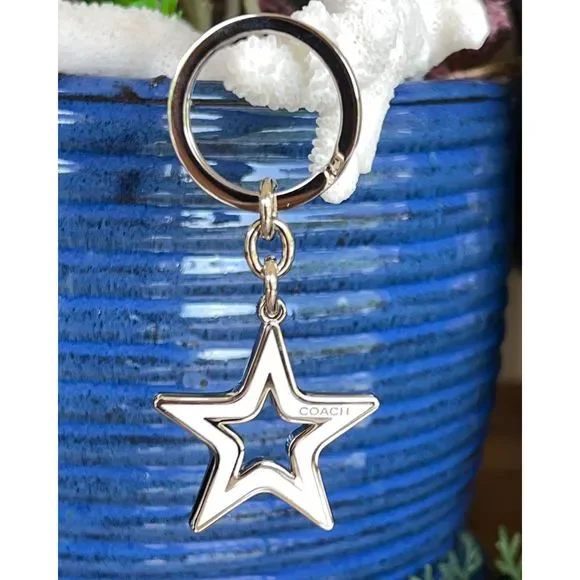COACH Silver White Star Key Fob Purse Charm - Picture 4 of 8